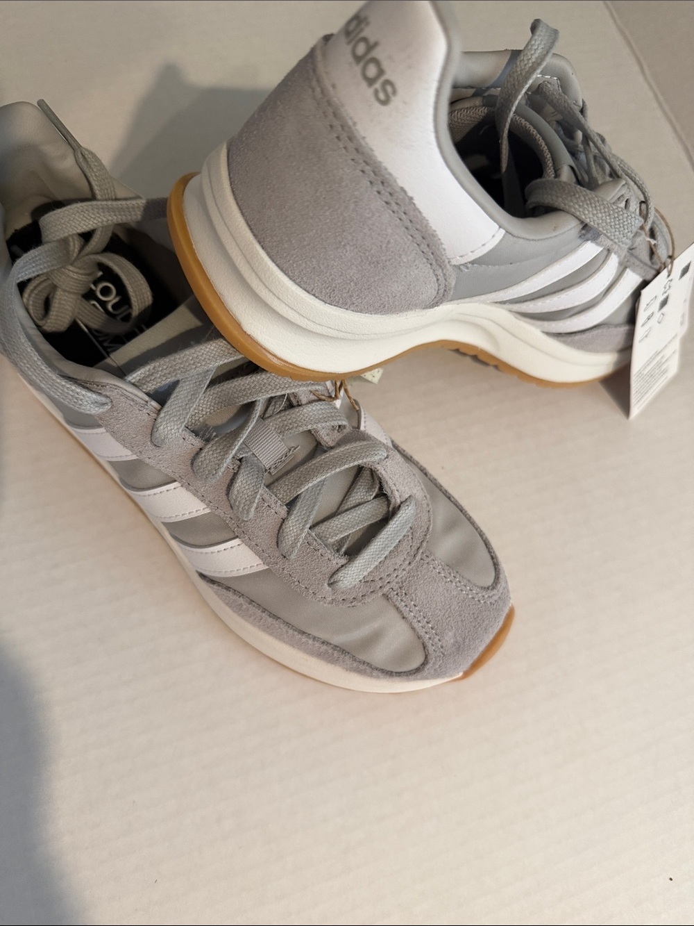 adidas Women's Gray Suede & White Stripe Casual Sneakers